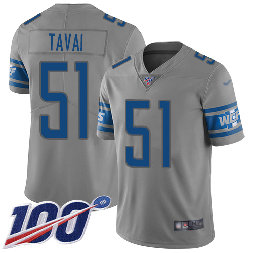 Detroit Lions Limited Gray Men Jahlani Tavai Jersey NFL Football #51 100th Season Inverted Legend->detroit lions->NFL Jersey
